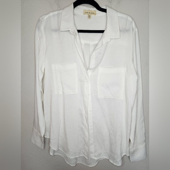 Cloth & Stone Long Sleeve Button Front Collared Coordinating Lyocell Shirt - Picture 3 of 6